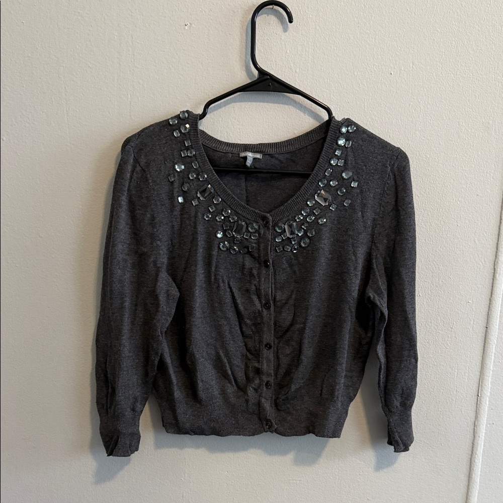 Charlotte Russe Gray Embellished Cardigan
